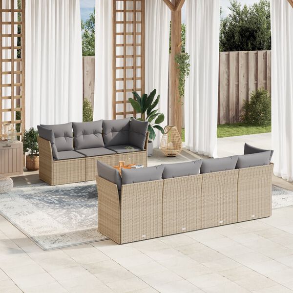 vidaXL Garden Sofa Set Beige, Brown, Light Grey