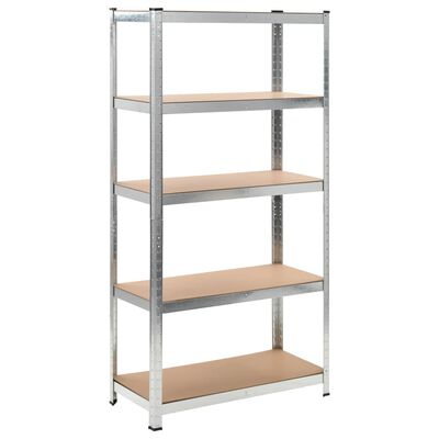 vidaXL 5-Layer Heavy-duty Shelves 10 pcs Silver Steel&Engineered Wood