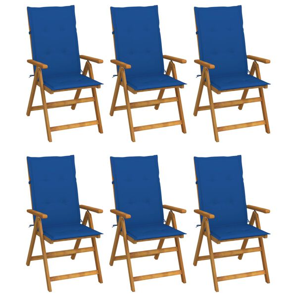 vidaXL Folding Patio Chairs 6 pcs with Cushions Solid Acacia Wood