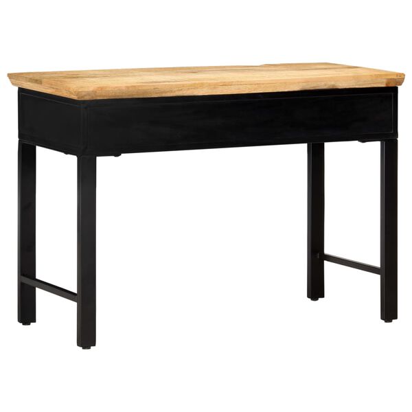 vidaXL Writing Table Natural and Black Solid Mango Wood, Engineered Wood