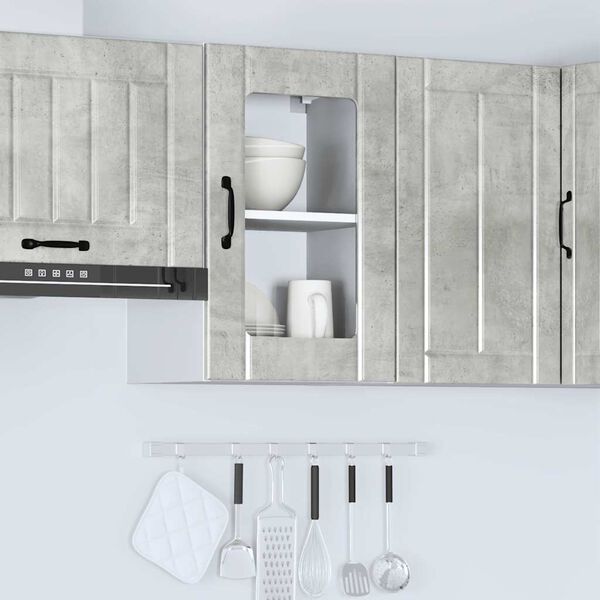 vidaXL Kitchen Wall Cabinet Concrete grey Engineered wood and glass Medium