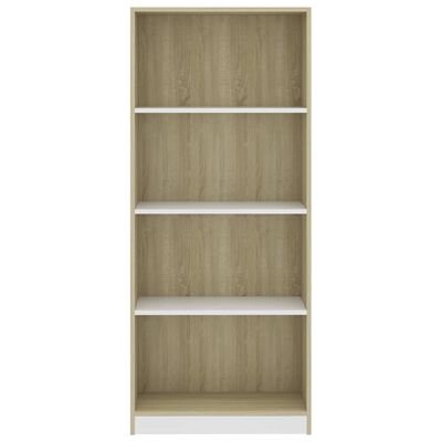 vidaXL 4-Tier Book Cabinet White and Sonoma Oak 23.6"x9.4"x55.9" Chipboard (AU only)