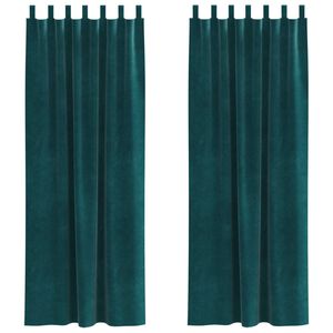vidaXL Blackout Curtains 2 pcs Dark Green 55.12 x 88.58 in Velvet