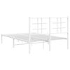 vidaXL Bed Frame White Powder-Coated Steel Double Bed Frame