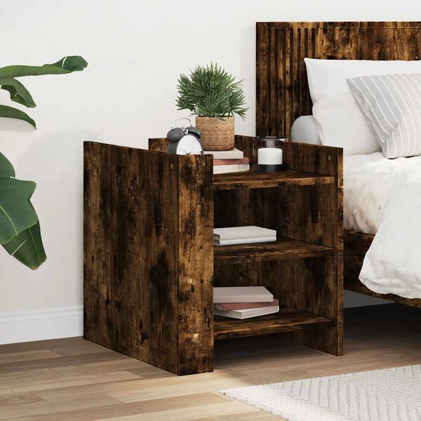 vidaXL Bedside Cabinet Smoked oak Engineered wood Medium Bedside Cabinet