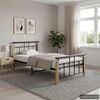 vidaXL Bed Frame Black and Light Oak Powder-coated metal, Solid oak wood