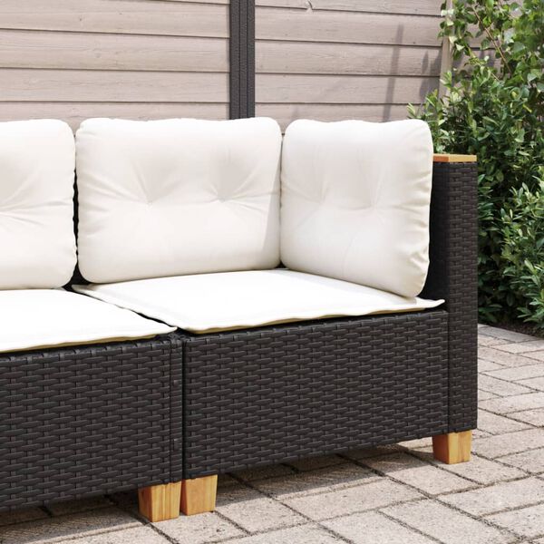 vidaXL Garden Sofa Black Poly Rattan Small Removable Covers
