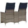 vidaXL Reclining Patio Sofa 2-Seater with Table Gray Poly Rattan