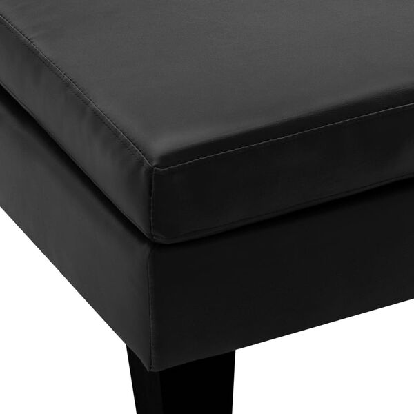 vidaXL Footstool Black Faux Leather, Solid Pine Wood Compact Simple