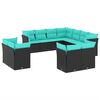 vidaXL Garden Sofa Set Black, Blue