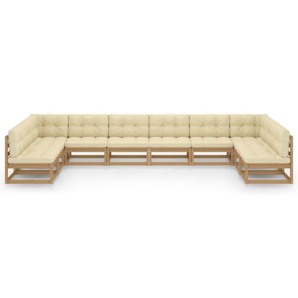 vidaXL Garden Lounge Set Honey brown Solid Pine, 100% Polyester Medium