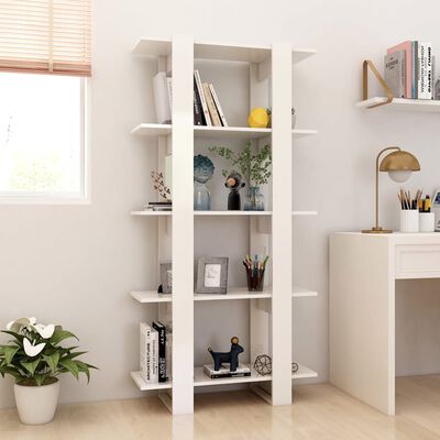 vidaXL Book Cabinet/Room Divider High Gloss White 31.5"x11.8"x63"