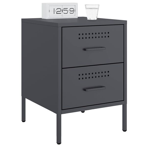 vidaXL Bedside Cabinet Anthracite Steel Medium Bedside Cabinet