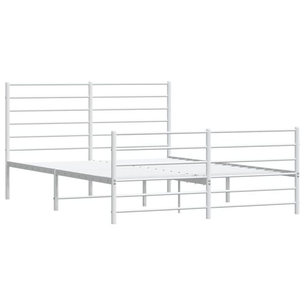 vidaXL Bed Frame White Powder-Coated Steel 47.2x74.8 in Small Double