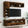 vidaXL 7 Piece TV Wall Stand Set with LED Lights Smoked Oak