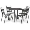 vidaXL Steel Dining Set Dark gray E-coated steel, powder-coated steel