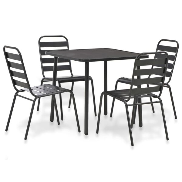 vidaXL Steel Dining Set Dark gray E-coated steel, powder-coated steel