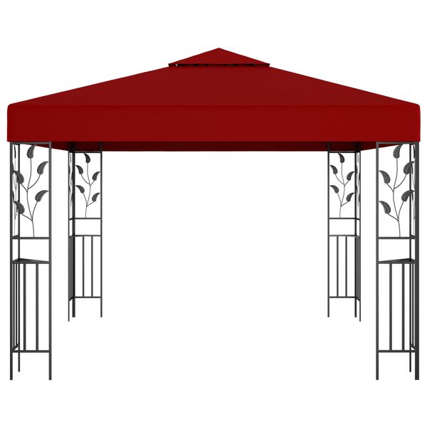 vidaXL Outdoor Awning Wine Red Steel 9.8x9.8 ft Decorative Inlays