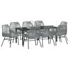 vidaXL Garden Dining Set with Cushion 9 pcs Grey Poly Rattan