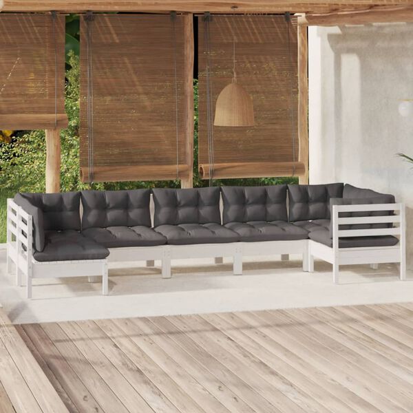 vidaXL Garden Lounge Set White and anthracite