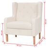 vidaXL Sofa Set Cream White Polyester Fabric, Wooden Frame Standard