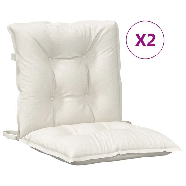 vidaXL Lowback Chair Cushion Set of 2 Melange cream 100% polyester