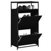 vidaXL Shoe Cabinet Black Engineered Wood Compact Shoe Cabinet