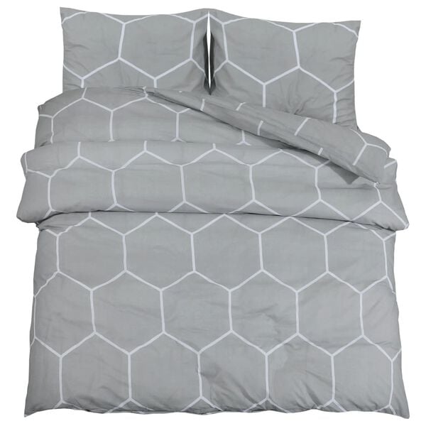 vidaXL Duvet Cover Set Set of 2 Grey 100% Cotton 86.6 x 94.5 in