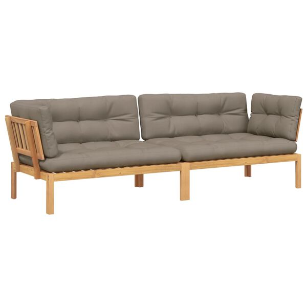 vidaXL Pallet Corner Sofa Taupe Solid acacia wood Large Modular