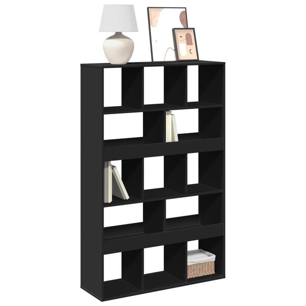 vidaXL Bookcase Black Engineered wood Medium Bookcase Rectangular