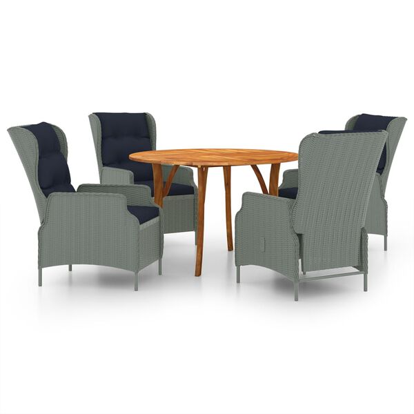 vidaXL 5 Piece Patio Dining Set Light Gray