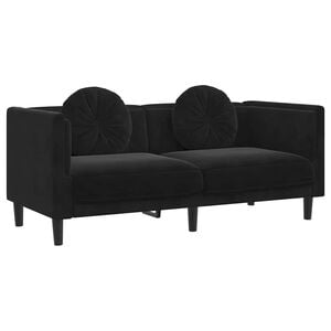vidaXL Sofa Black Velvet (100% polyester), plywood, solid wood 2-seater