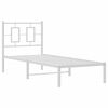 vidaXL Metal Bed Frame without Mattress with Headboard White 29.5"x74.8"