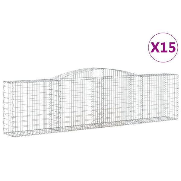 vidaXL Gabion Basket Set of 15 Silver Galvanized Iron Large