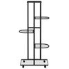 vidaXL Flower Stand Black Powder-coated iron Tall Rollable
