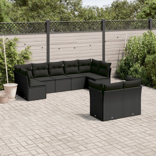 vidaXL Garden Sofa Set Black