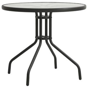 vidaXL Outdoor Table Anthracite Powder-coated steel, Tempered glass
