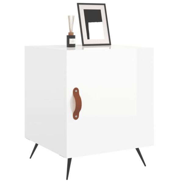 vidaXL Bedside Cabinet Set of 2 High gloss white