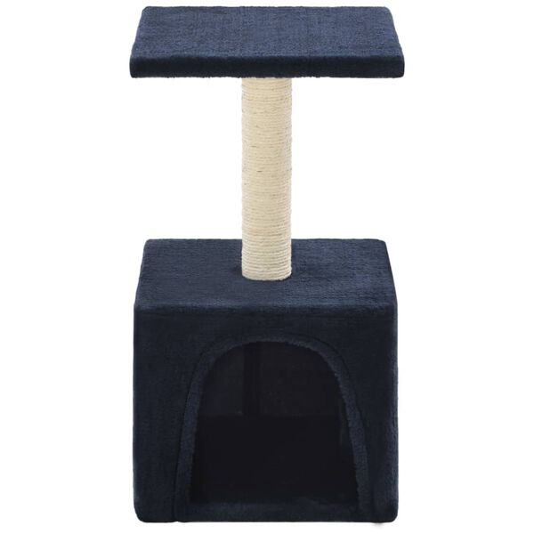 vidaXL Cat Tree Dark Blue Particle Board, Plush, Sisal Rope Small