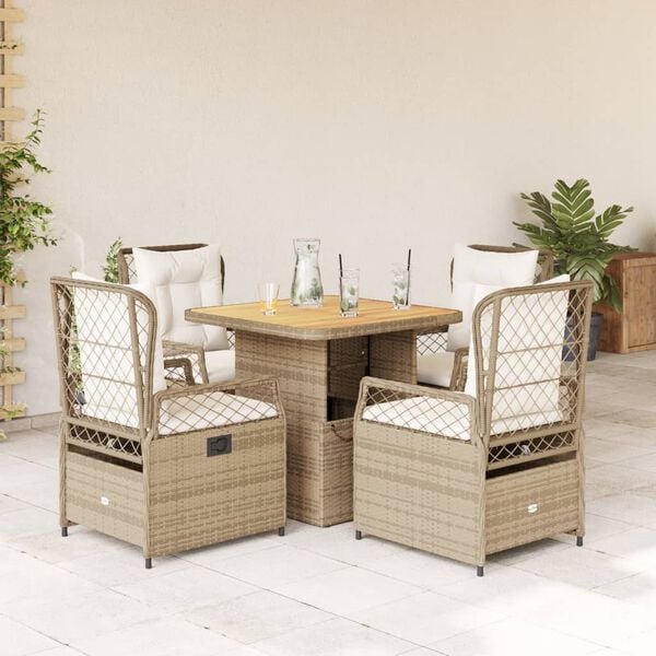 vidaXL Patio Dining Set Set of 4 Beige and cream