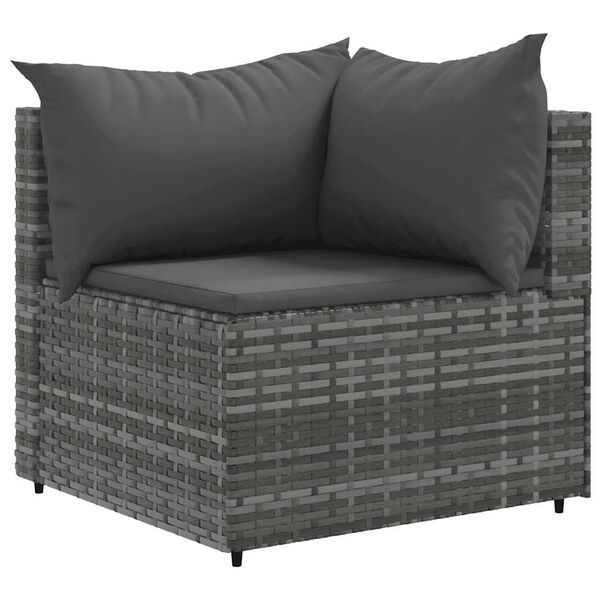 vidaXL Patio Lounge Set Grey PE Rattan 9-piece set Adjustable Armrests