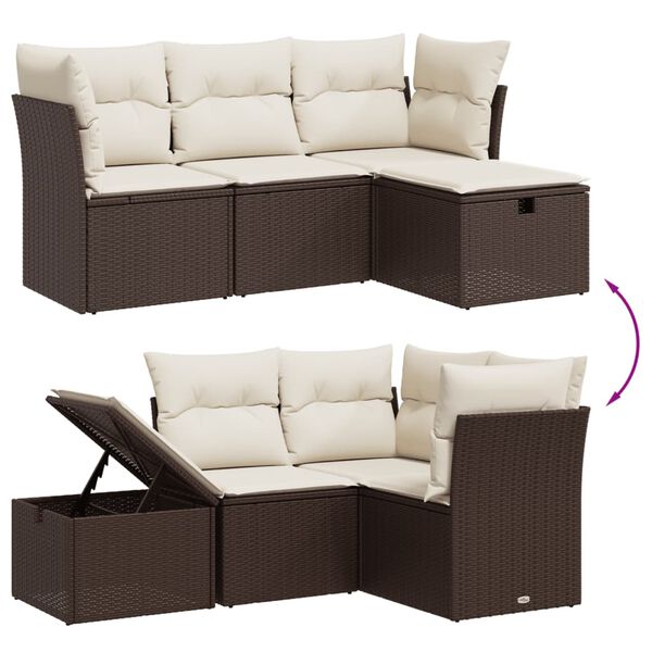vidaXL Garden Sofa Set Brown Poly Rattan, Steel Large Modular