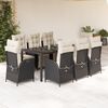 vidaXL Garden Dining Set Black Poly Rattan Large Removable Covers