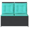 vidaXL Reclining Patio Bench Black, turquoise Poly Rattan