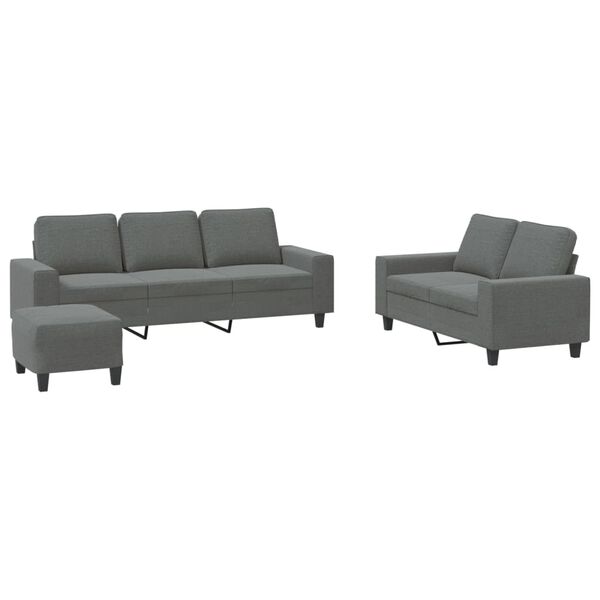 vidaXL Sofa Set Dark Grey Fabric (100% polyester), metal, textilene, plywood