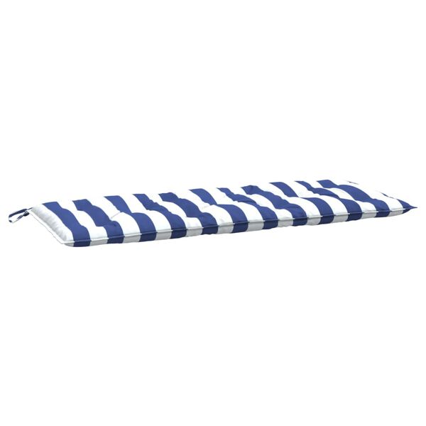vidaXL Garden Bench Cushion Blue and White Polyester 47.2 x 19.7 x 2.8 in
