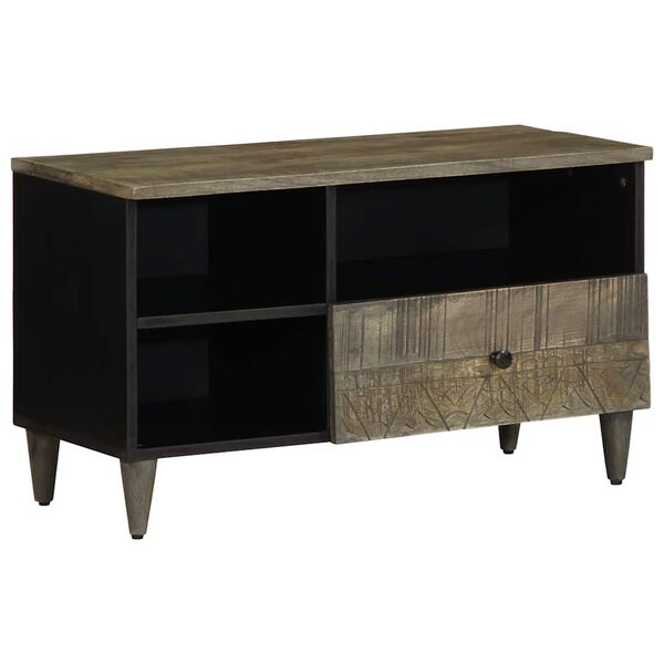 vidaXL TV Cabinet Black Solid mango wood, engineered wood Standard