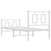 vidaXL Bed Frame White Powder-coated steel Twin Bed Frame Rectangular
