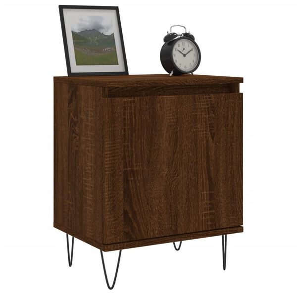 vidaXL Bedside Cabinet Brown oak Engineered wood, Iron 15.7x11.8x19.7 in