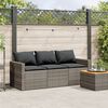 vidaXL Garden Sofa Gray PE Rattan 3-Seater UV-resistant materials